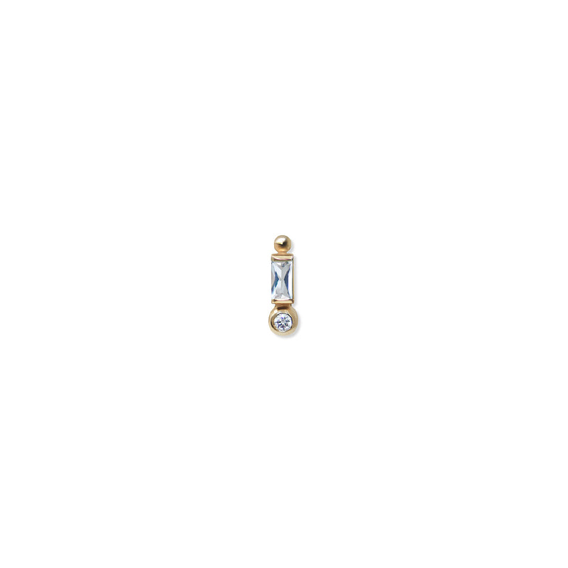 14k yellow gold Cleo Baguette stud contianing clear topaz an...