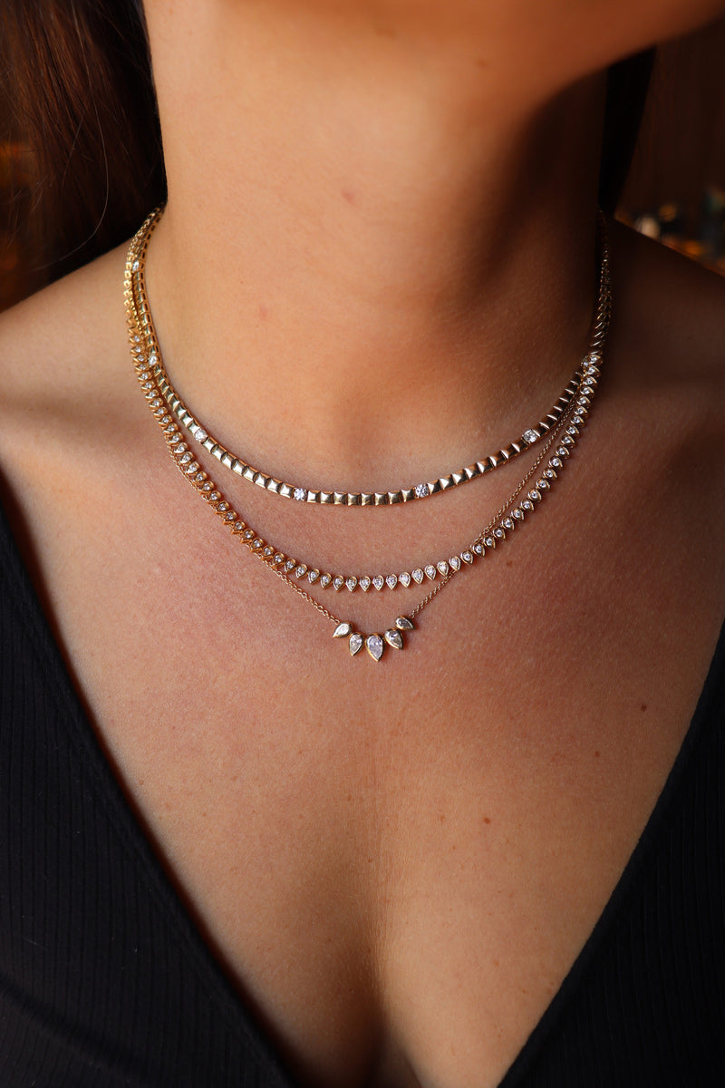 Pear Cut Diamond Fan Necklace