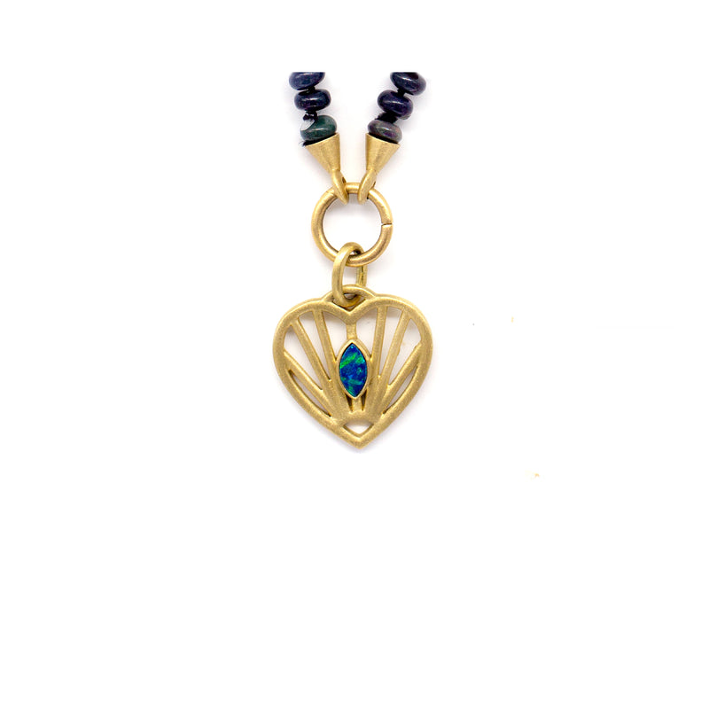 Marquis Opal Heart Rays Charm