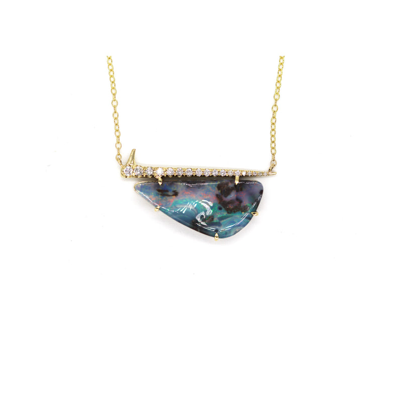 Horizontal Set Large Opal Thorn Necklace