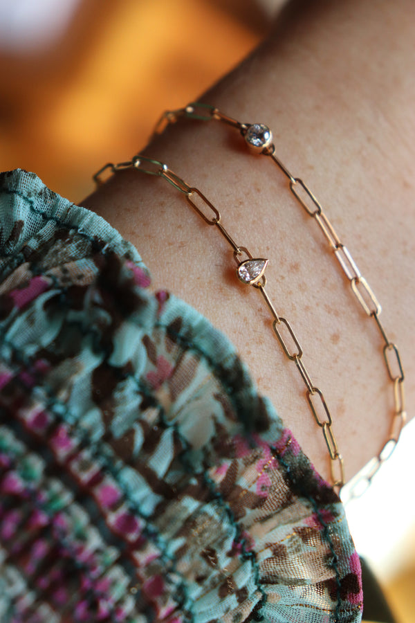 Pear Diamond Chain Bracelet