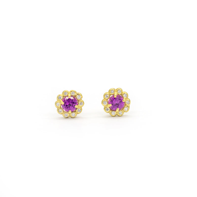 Purple Garnet Stud Earrings