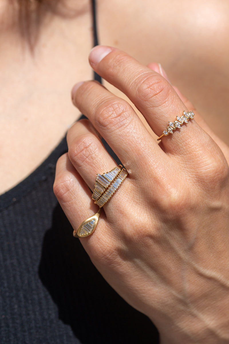 14kt gold jagged baguette diamond ring | Luna Skye