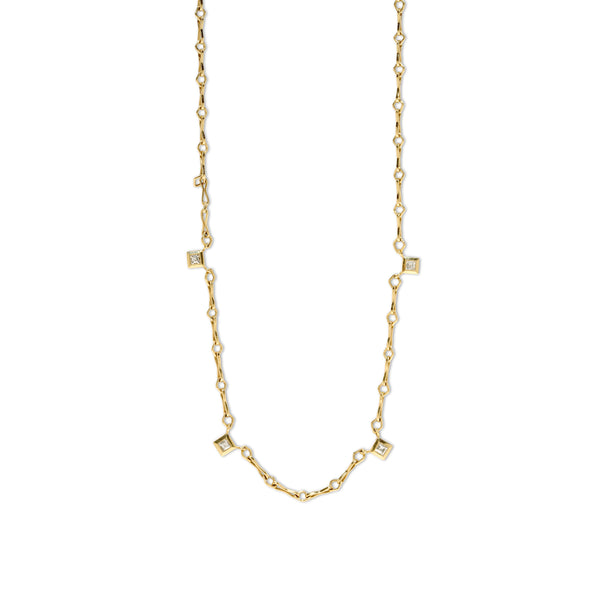 Handmade Chain with Carre Diamonds Necklace