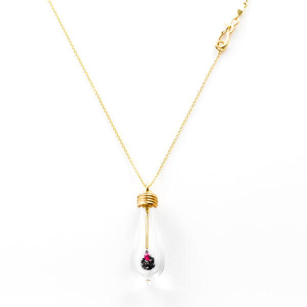 Black Diamond and Ruby Lightkeeper Pendant Necklace