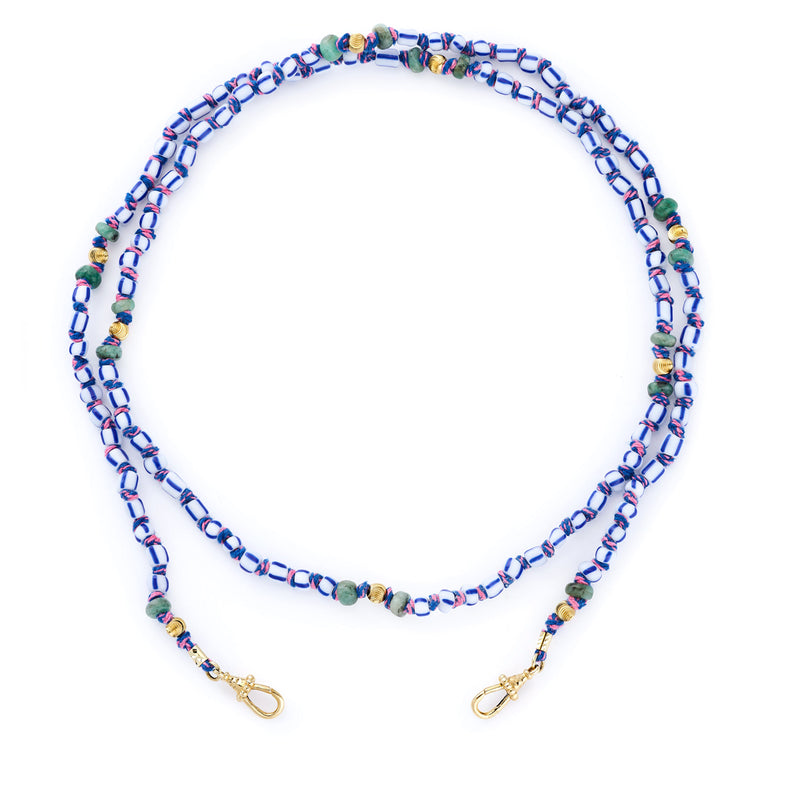 Mauli White and Blue Beaded Necklace