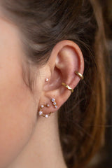 Jade Trau 3 Stone Ara Stud Earrings