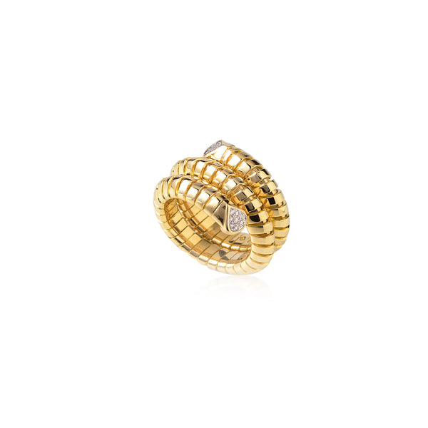 Trisola Wrap Ring with Pave Diamonds