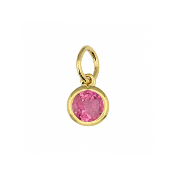 14k Yellow Gold Bezel Set Pink Tourmaline Necklace Charm