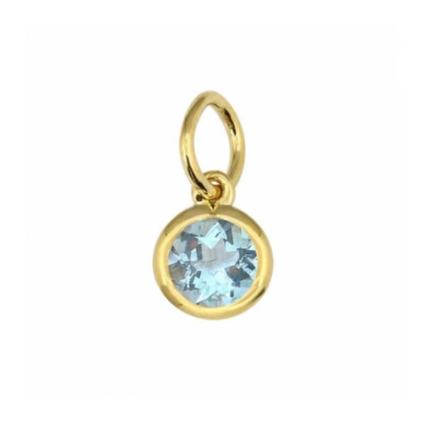 14k yellow gold bezel set blue topaz necklace charm
 0.18ctw